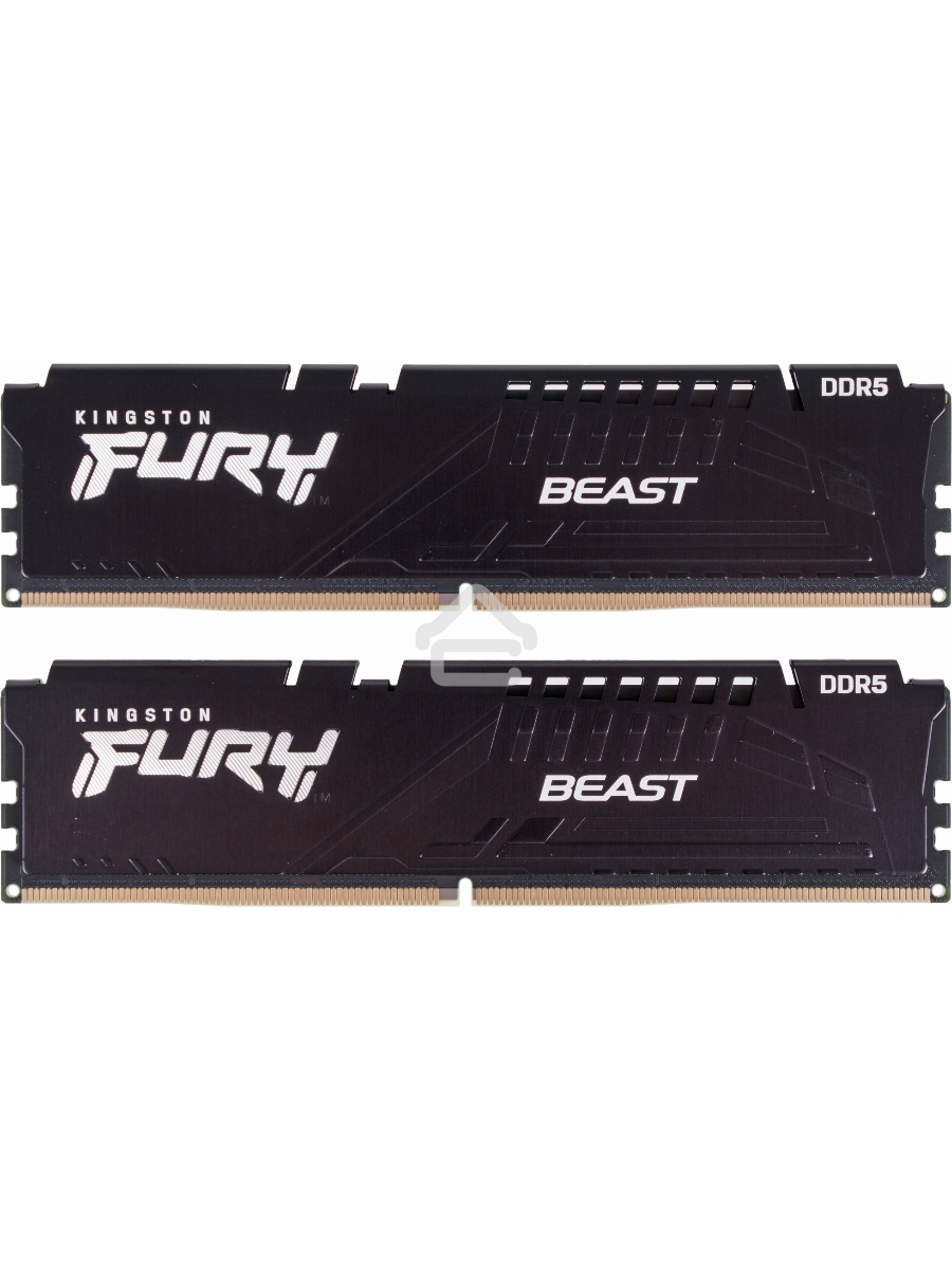 Оперативная память Kingston Fury Beast, DDR5, 32GB (2x16GB), 5200MHz, CL40, DIMM, радиатор, чёрный