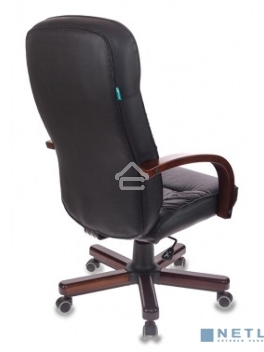 Кресло руководителя Бюрократ T-9908/WALNUT черный, кожа, крестовина металл