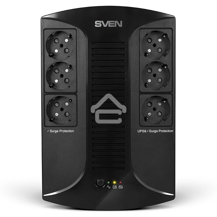 Источник бесперебойного питания SVEN UP-L1000E 1000VA/500W (6 розеток: 3х UPS/сетевой фильтр+3 x сетевой фильтр)