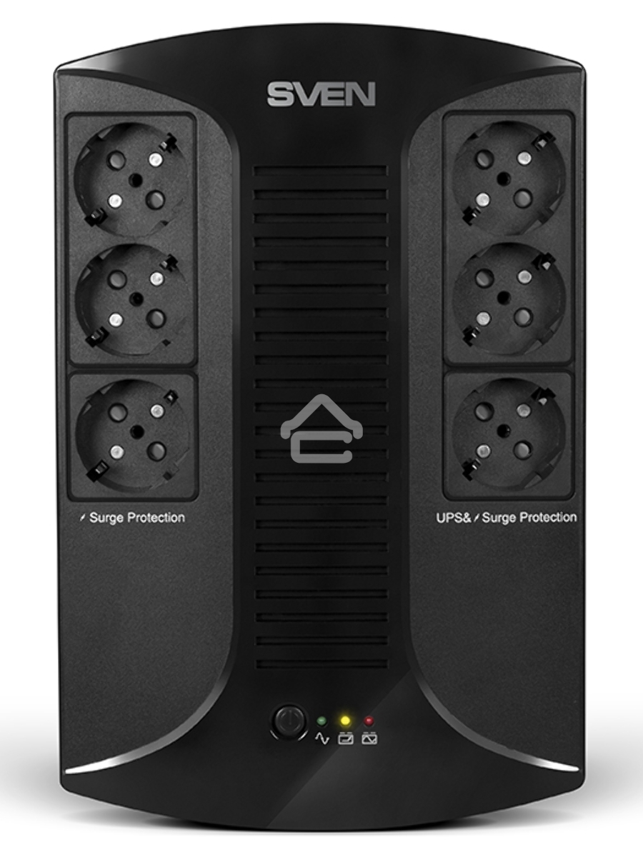 Источник бесперебойного питания SVEN UP-L1000E 1000VA/500W (6 розеток: 3х UPS/сетевой фильтр+3 x сетевой фильтр)