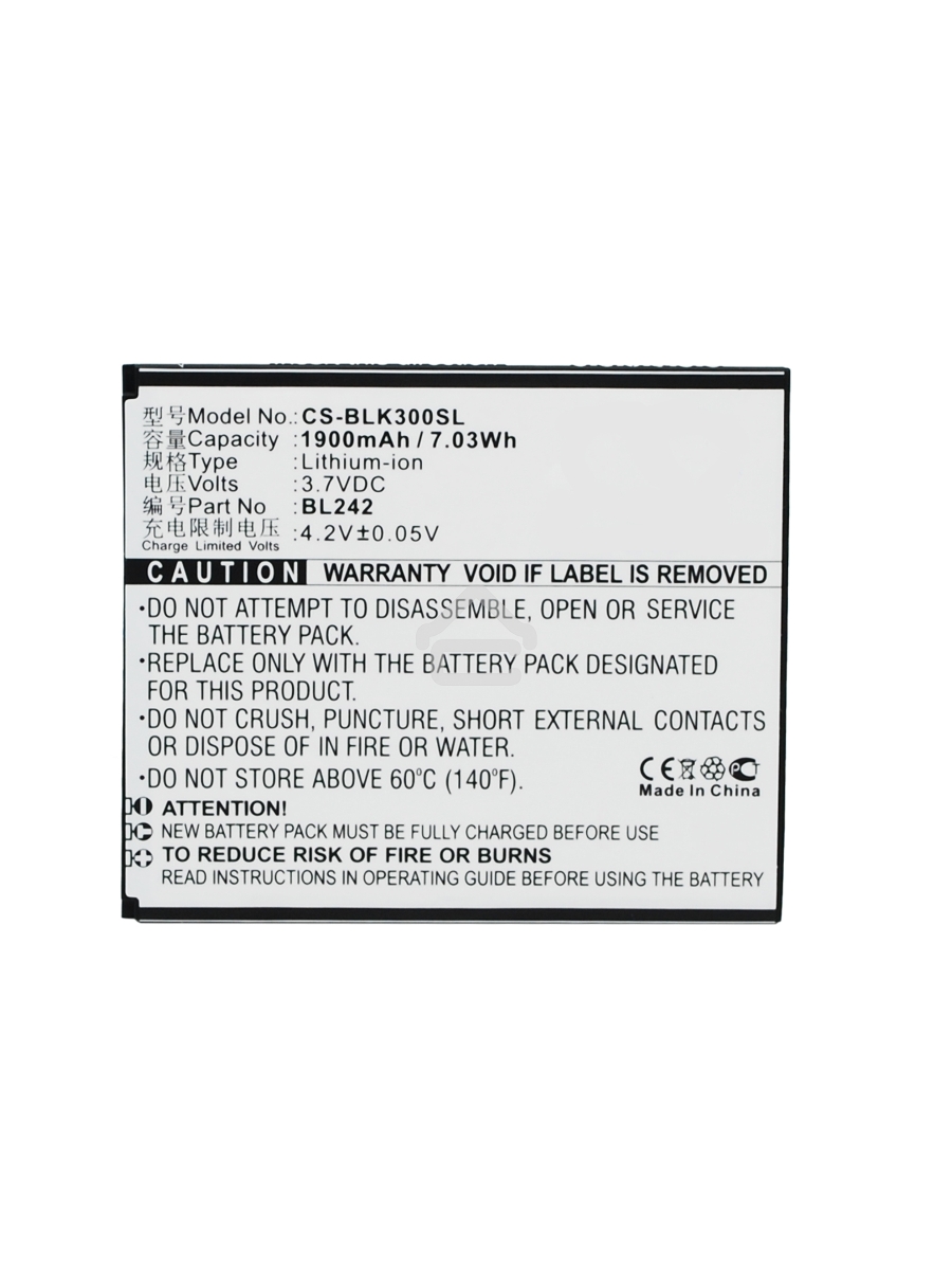 Аккумулятор CameronSino CS-BLK300SL BL242 для Lenovo A6010 Lenovo K3 3.7V / 1900mAh / 7.03Wh