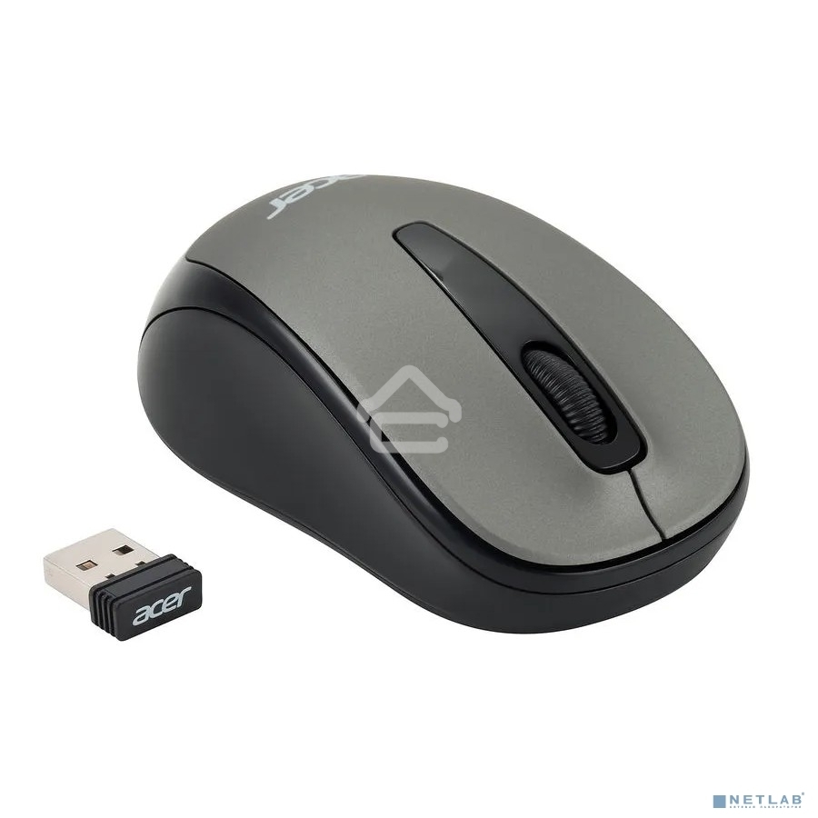 Мышь беспроводная Acer OMR134 серый, 1000 dpi, радиоканал, USB, кнопки - 3