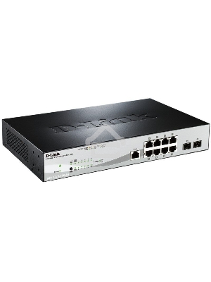 Управляемый коммутатор D-Link DGS-1210-10P/ME 2 уровня с 8 портами 10/100/1000Base-T с поддержкой PoE и 2 портами 1000Base-X SFP