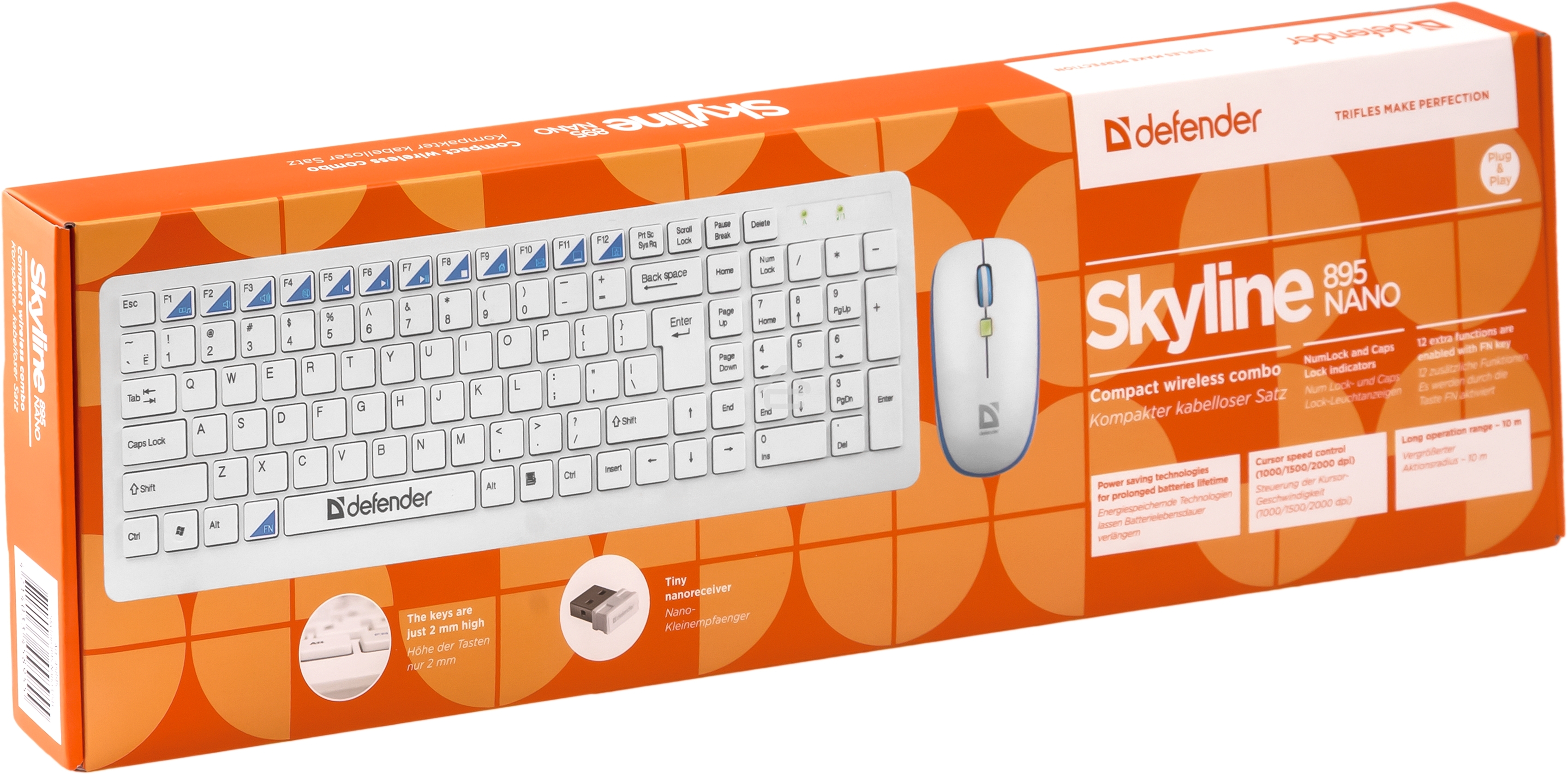 Клавиатура + мышь Defender Skyline 895 Nano W (белый) Кл:104, 1000/1500/2000dpi