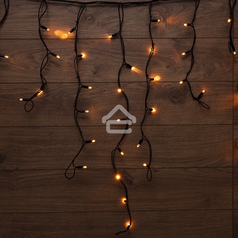 Гирлянда «Айсикл» («Бахрома») светодиодная 3,2х0,9 м, 120 LED, черный провод каучук, теплое белое свечение NEON-NIGHT