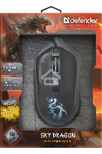 Мышь проводная Defender Sky Dragon GM-090L черный, 3200 dpi, USB, кнопки - 6
