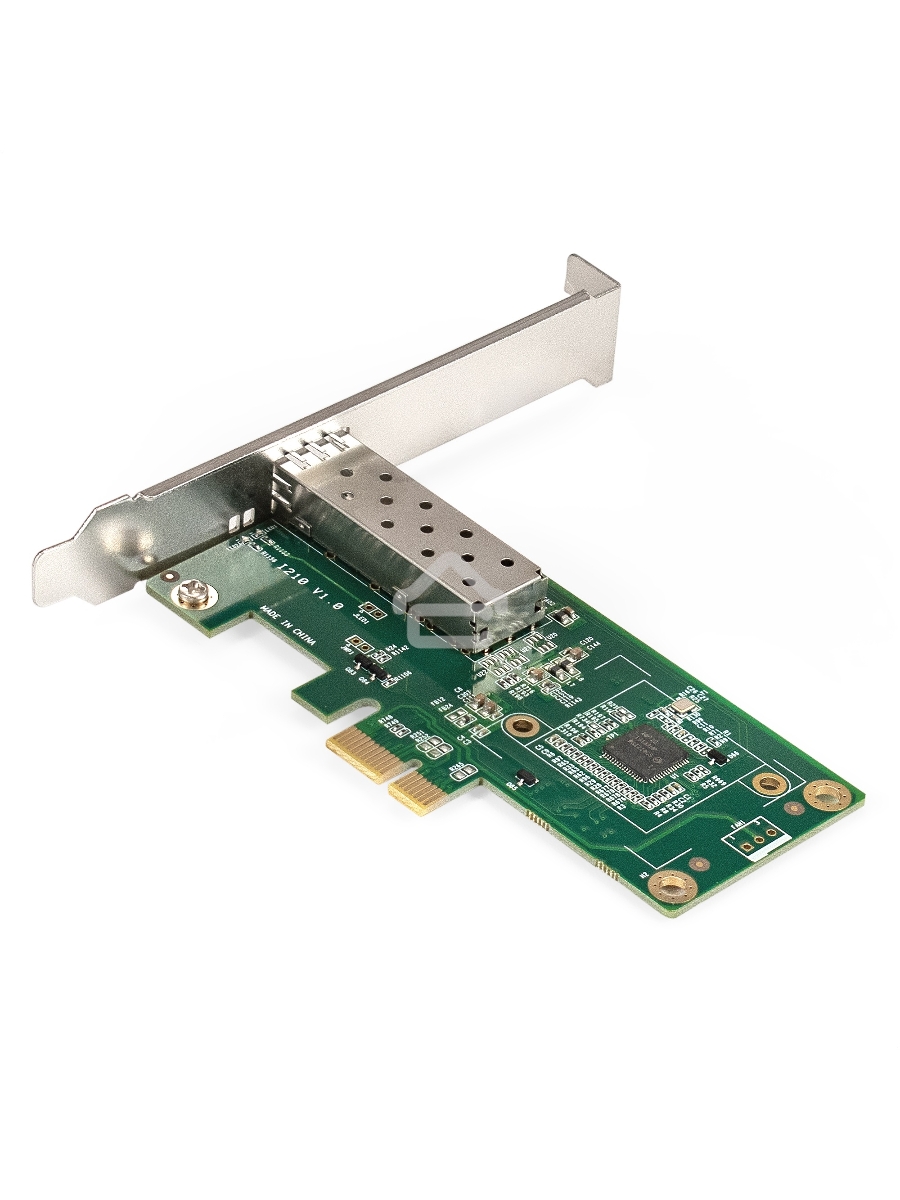 Сетевой адаптер ExeGate EXE-i210-F1 (PCI-E x1 v2.0, порт 1xSFP (медный), 10/100/1000Mbps, Gigabit Server NIC Intel Chipset I210-F1)