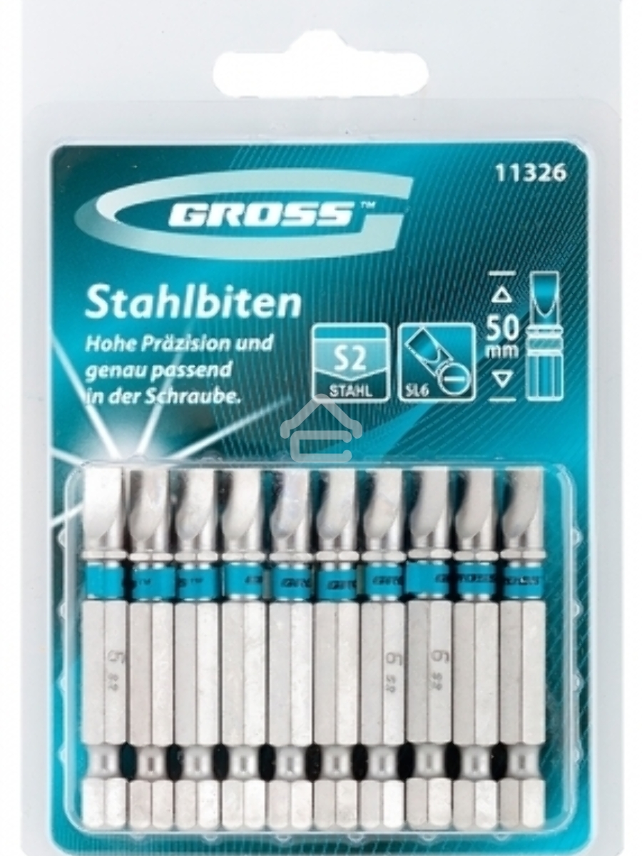 Набор бит GROSS 11326sl6.0х50 сталь s2 10шт