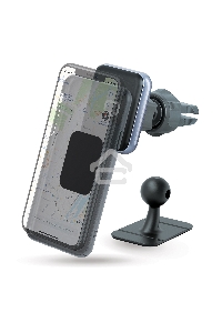 Автомобильный держатель для смартфонов Qumo MagFix, с креплением на решетку воздуховода и на панель (в комплекте), черный