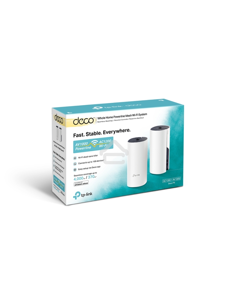 Бесшовный Mesh роутер TP-Link DECO P9 (2-PACK) AC1200 10/100/1000BASE-TX белый (упак.:2шт)