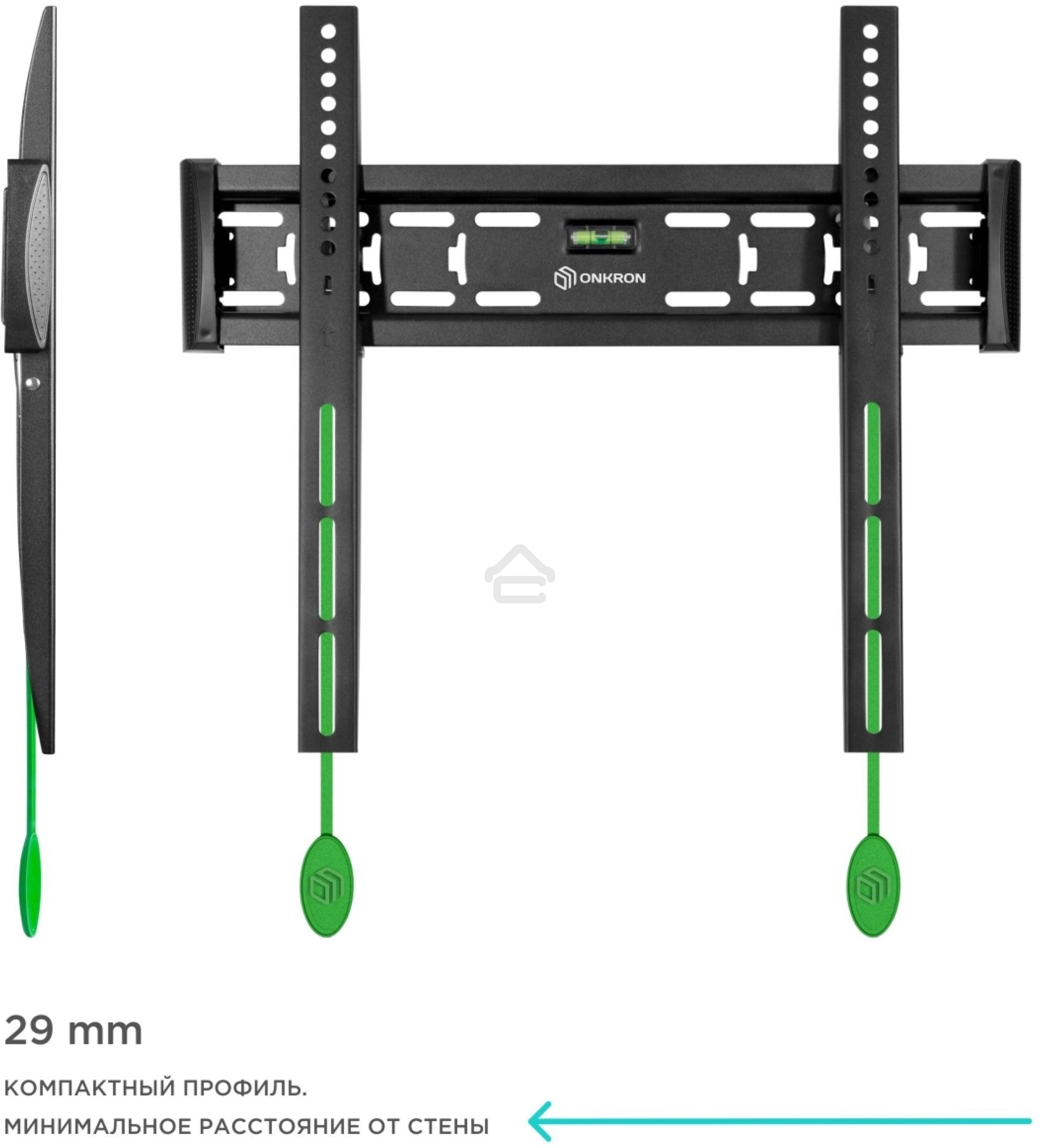 Кронштейн ONKRON FM5/32-55'' макс 400x400 наклон 0º от стены: 29мм макс вес 56,8кг