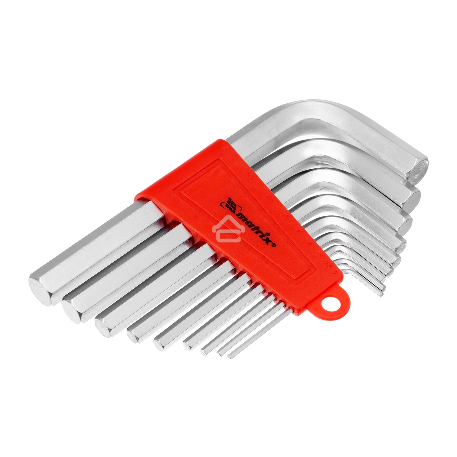 Набор ключей имбусовых Matrix HEX, 2–12 мм, CrV, 9 шт., короткие, сатин.