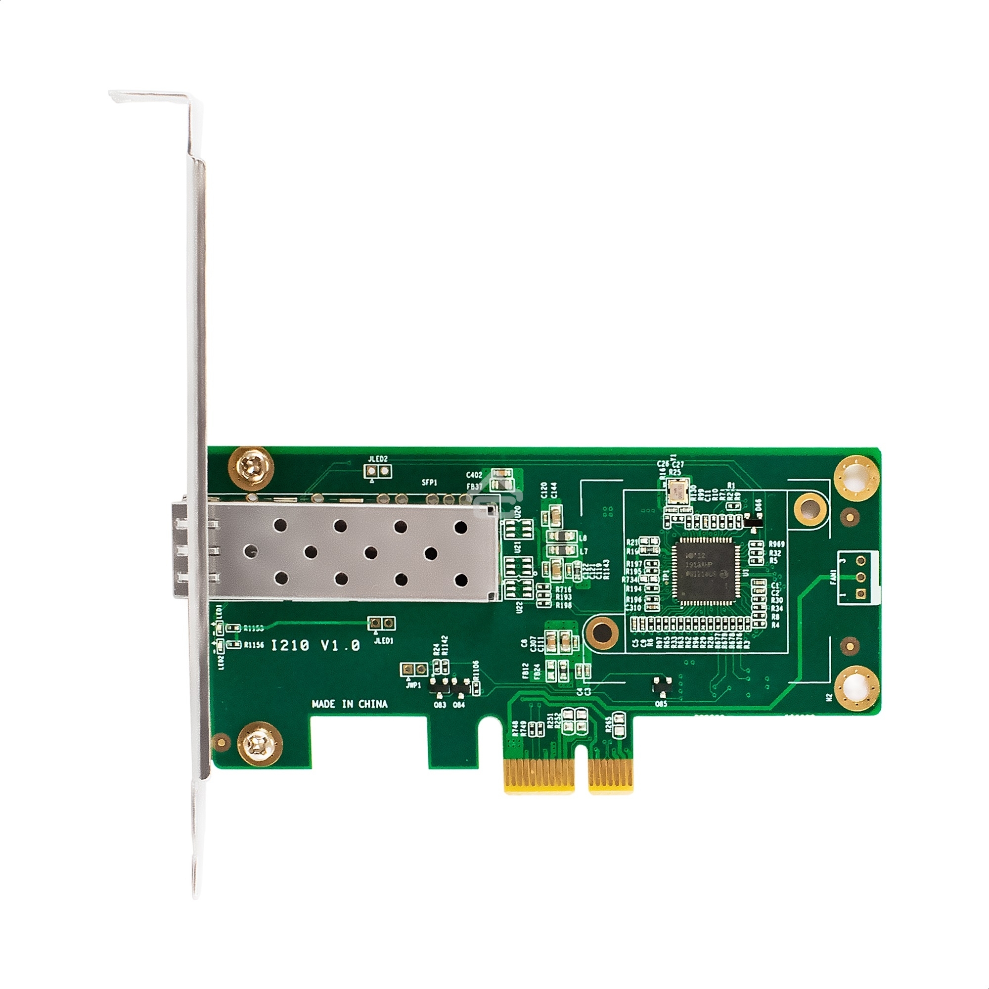 Сетевой адаптер ExeGate EXE-i210-F1 (PCI-E x1 v2.0, порт 1xSFP (медный), 10/100/1000Mbps, Gigabit Server NIC Intel Chipset I210-F1)