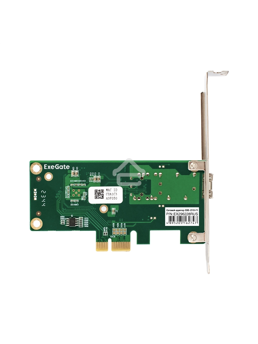 Сетевой адаптер ExeGate EXE-i210-F1 (PCI-E x1 v2.0, порт 1xSFP (медный), 10/100/1000Mbps, Gigabit Server NIC Intel Chipset I210-F1)