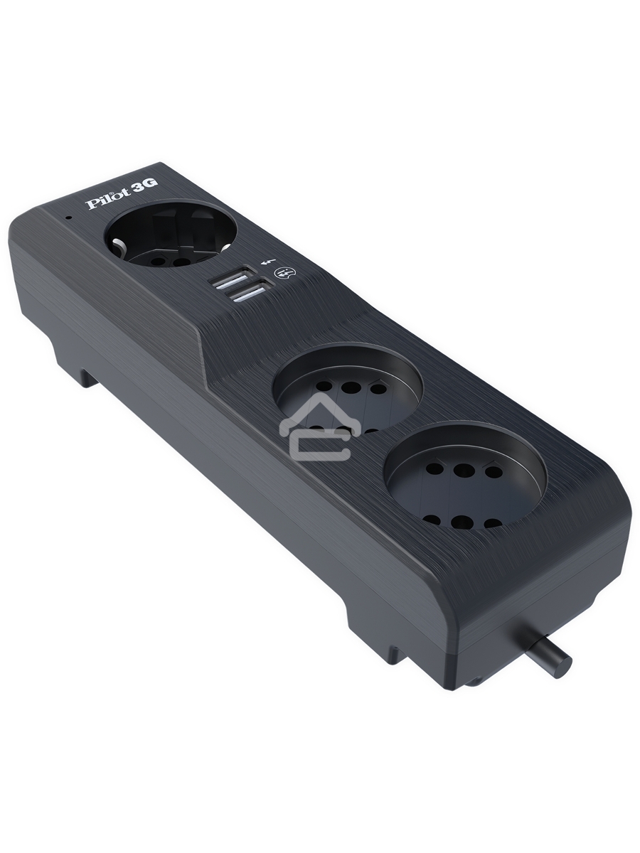 Сетевой фильтр Surge protector Pilot 3G 3xGP euro outlets, 10А/2.2кВа, 2xUSB, 10m, black