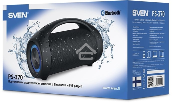 Колонка портативная Sven АС PS-370 черный 40W 2.0 BT