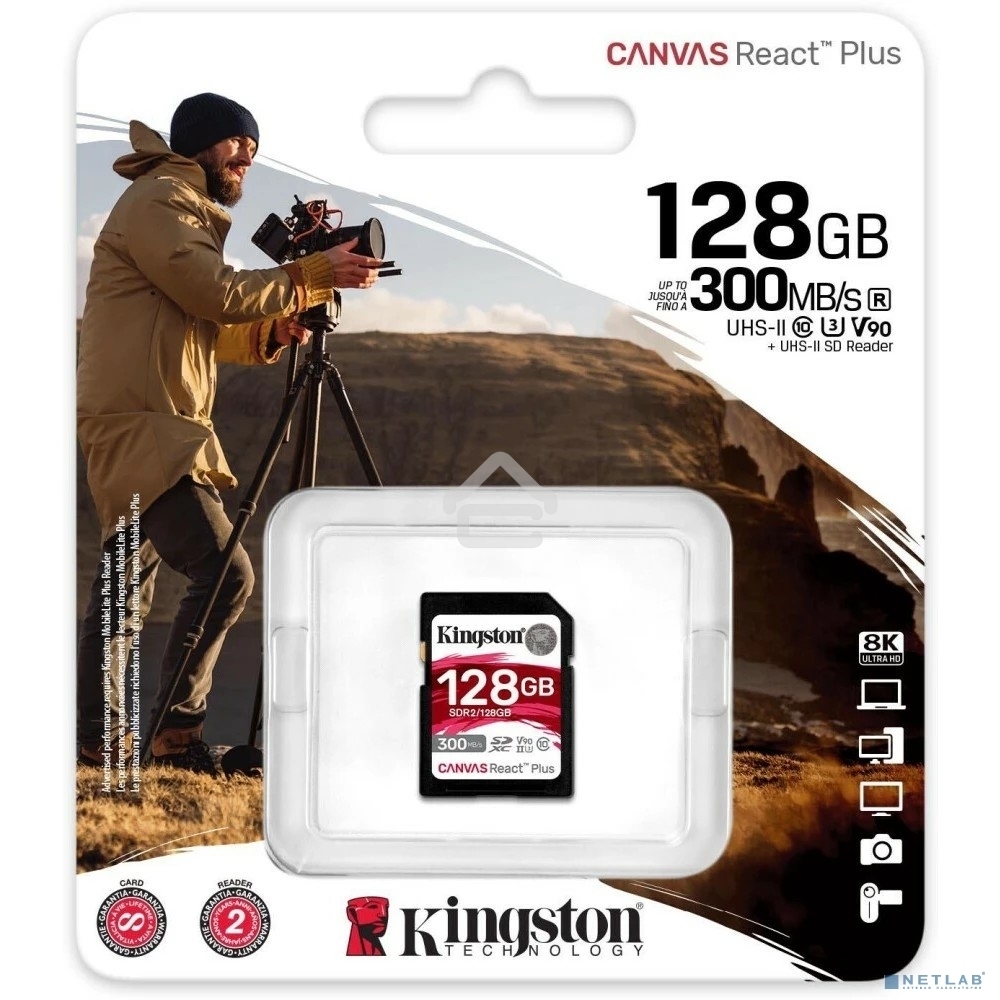 Флеш карта Kingston 128Gb Canvas React Plus SDXC UHS-II 300R/260W U3 V90