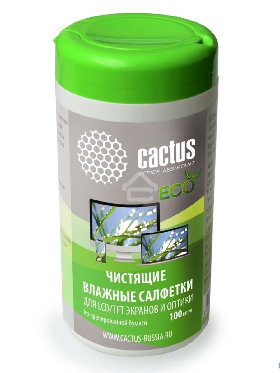 Салфетки Cactus CS-1001PE для экранов и оптики туба 100шт влажных