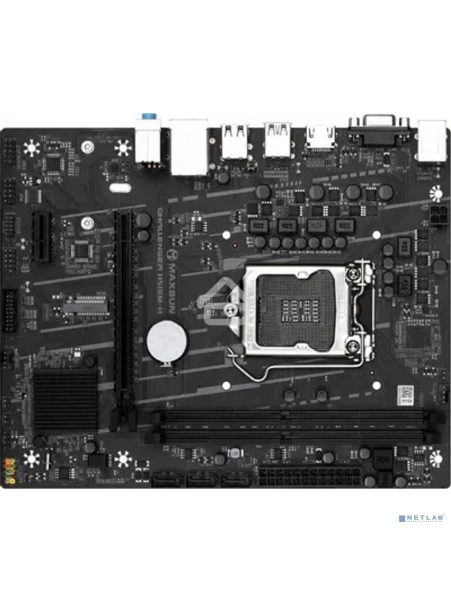 Материнская плата Maxsun Challenger H510M-H, LGA 1200, Intel H470, 2xDDR4, 1xM.2, 3xSATA, 1xPCIe 3.0 x16, 1xPCIe 3.0 x1, 1xHDMI, 1xVGA,1x 1Gb LAN, 4xUSB 2.0, 2xUSB 3.0, 5.1, mATX
