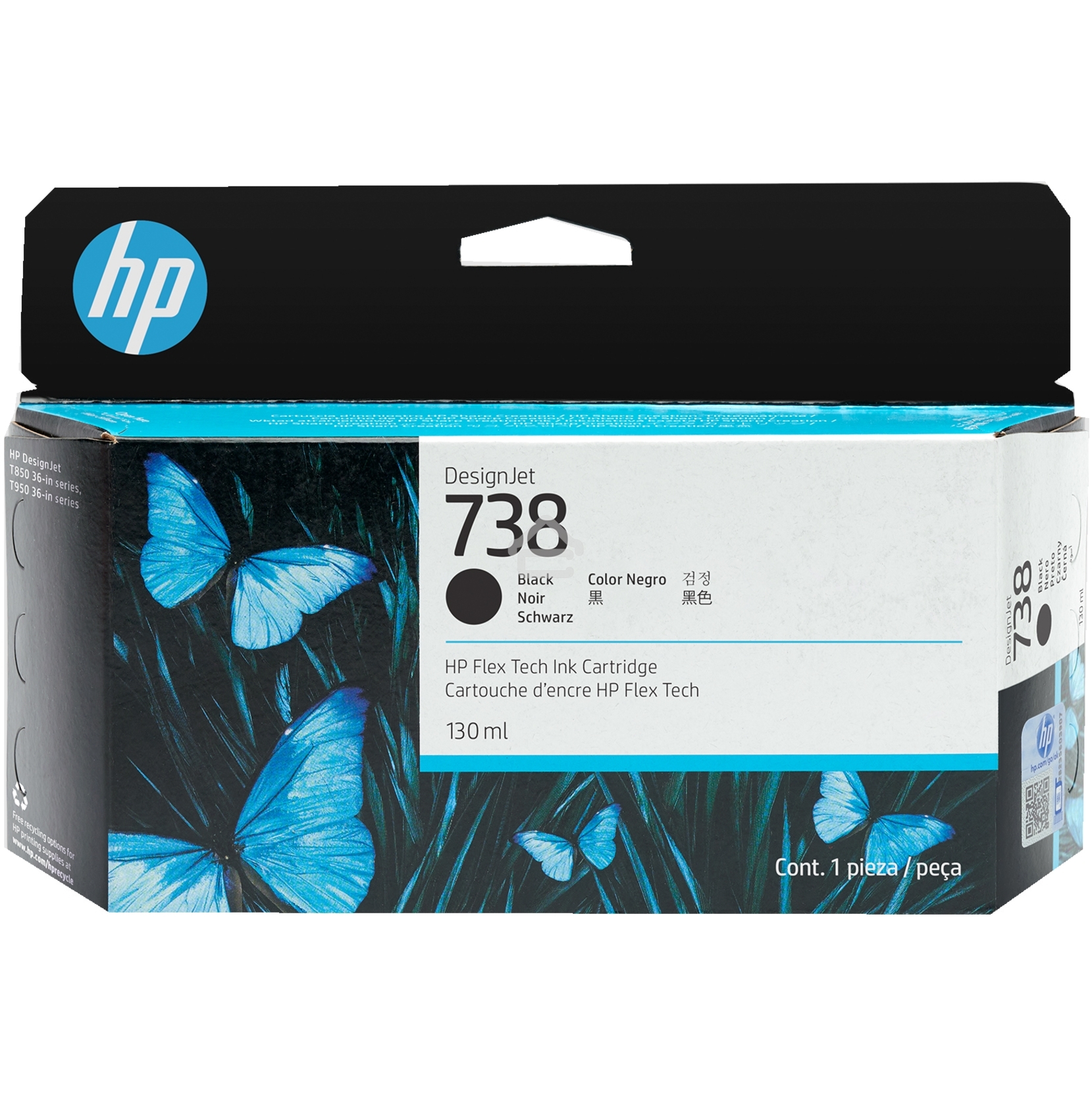 Картридж HP 738 для HP DesignJet T850, T950 MFP,Black, 130ml (ориг) 498N4A
