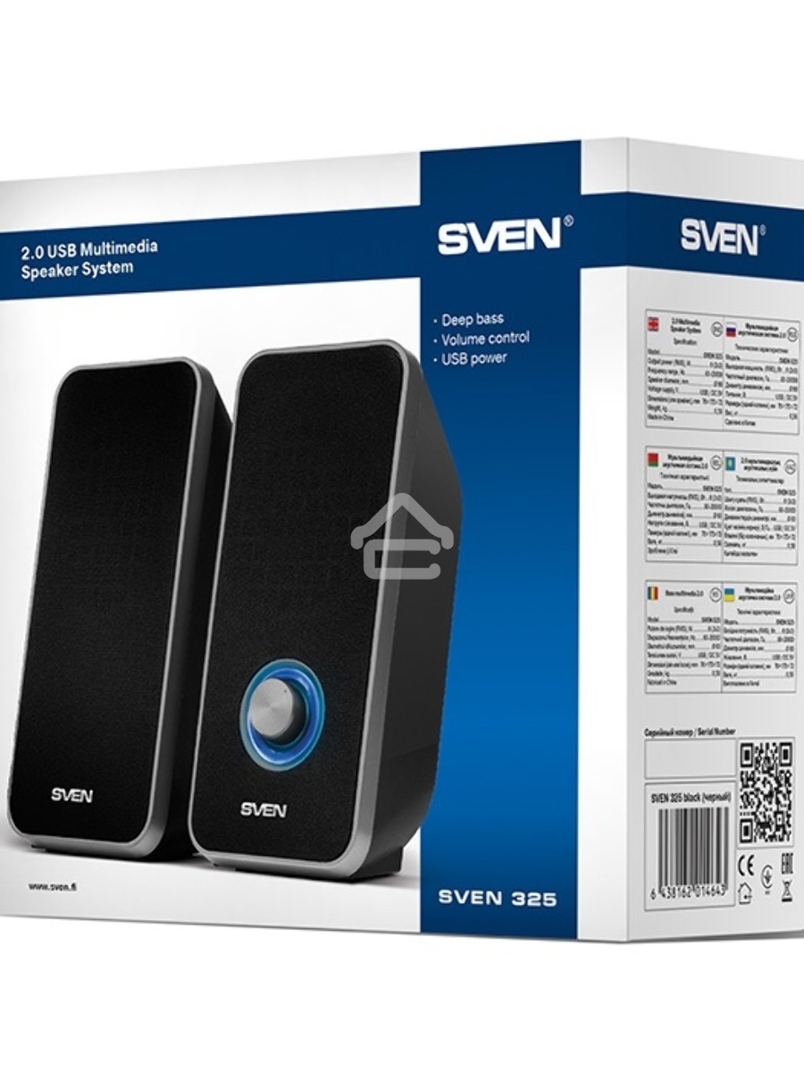 Акустическая система 2.0 SVEN 325, чёрный, USB, мощность 2x3 Вт(RMS) SVEN 325, чёрный, USB, акустическая система 2.0, мощность 2x3 Вт(RMS)
