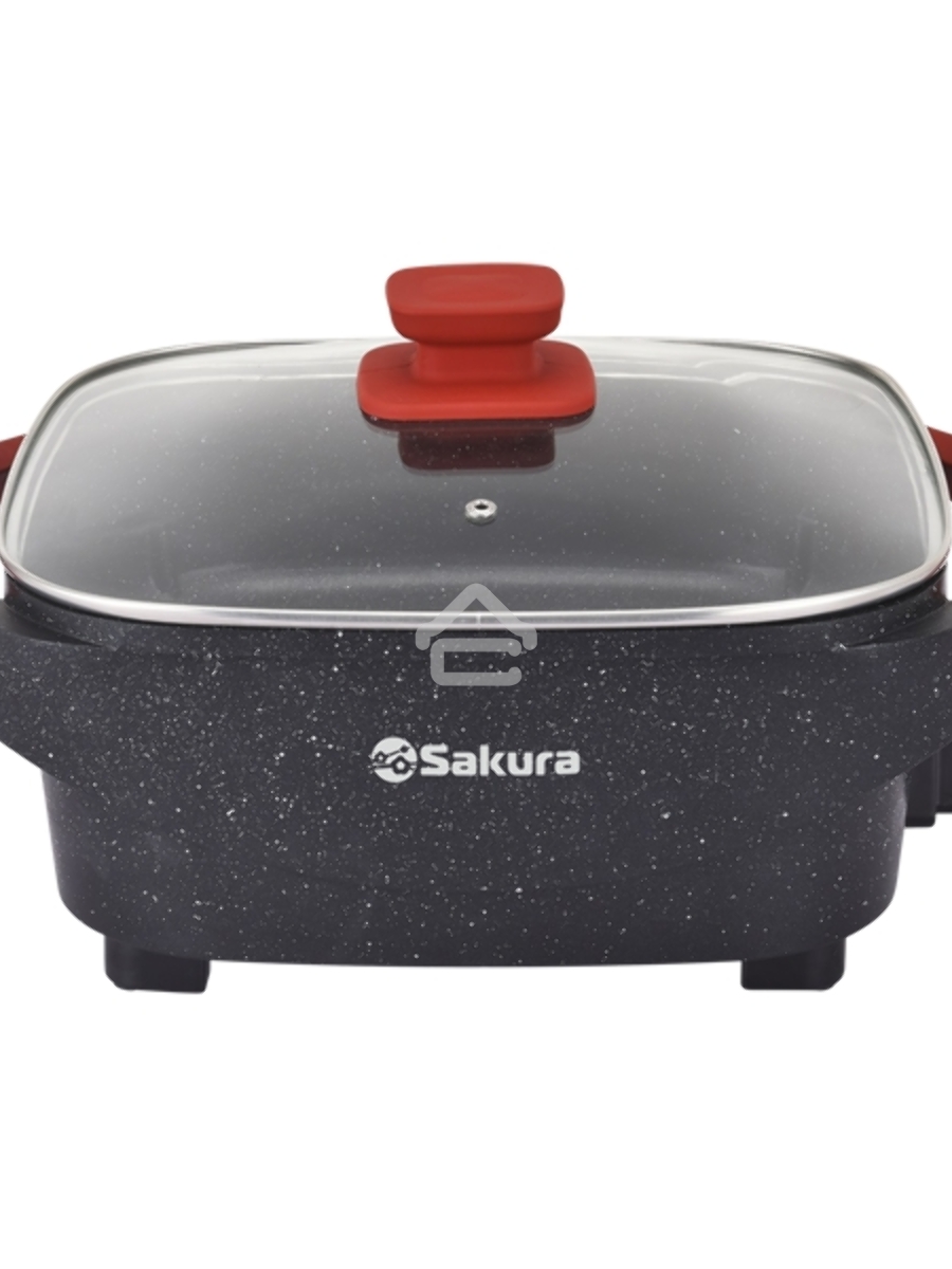 Электросковорода Sakura SA-7714BR Master Chef 1800-2000Вт 30х10см квадр черн/красн