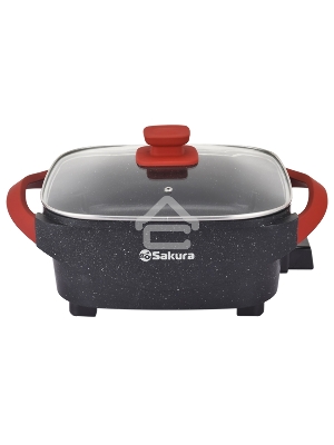 Электросковорода Sakura SA-7714BR Master Chef 1800-2000Вт 30х10см квадр черн/красн