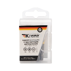 Набор насадок на шуруповерт Kranz PH2, PZ2 с магнитным держателем 50 мм, головка 8 мм, 10 мм (5 шт./уп.)