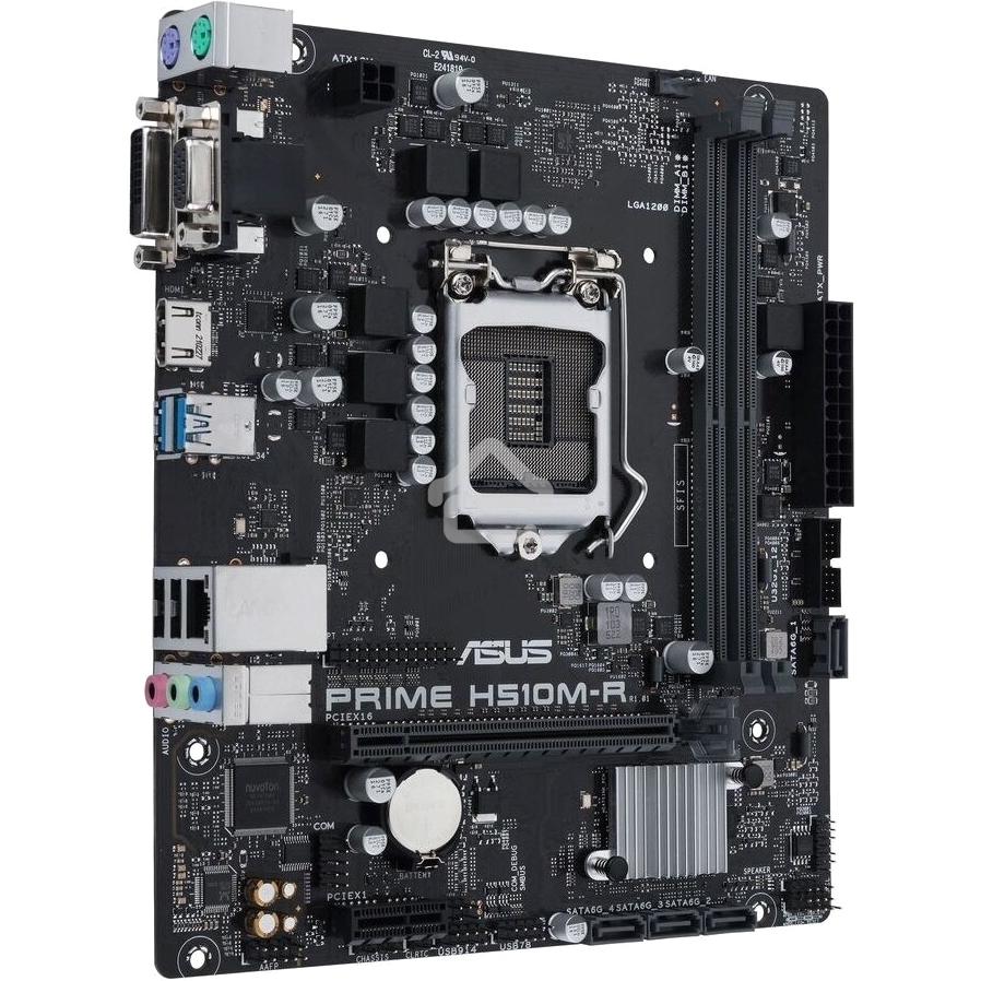 Материнская плата ASUS PRIME H510M-R-SI, LGA1200, Intel H510, 2xDDR4, 4xSATA, 1xPCIe 4.0 x16, 1xPCIe x1, 1xDVI-D, 1xHDMI, 1xVGA, 1x1Gb LAN, 2xUSB-A 5Gbps, 2xUSB-A, 3x3.5 мм, 7.1, PS/2, COM, LPT, mATX