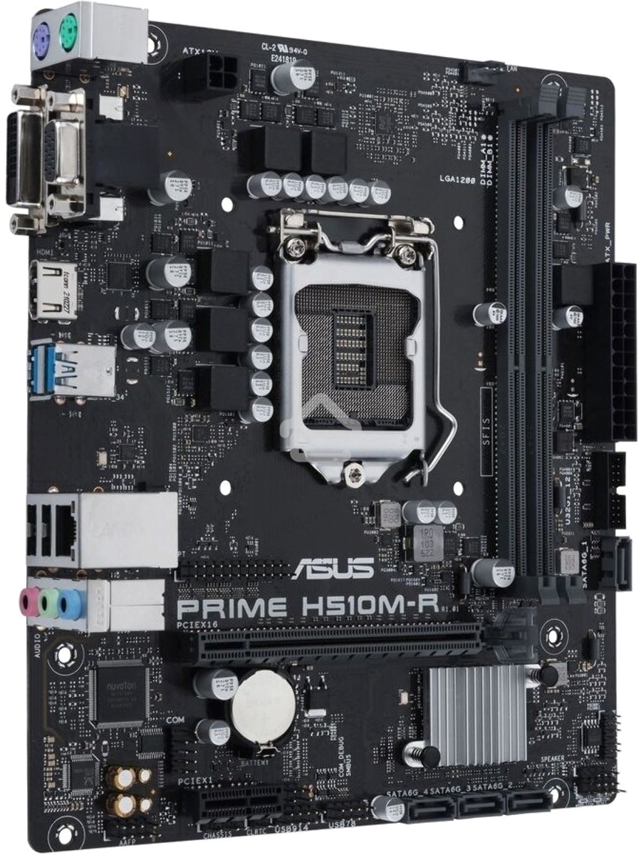 Материнская плата ASUS PRIME H510M-R-SI, LGA1200, H510, 2*DDR4, DVI+D-Sub + HDMI, SATA3, Audio, Gb LAN, USB 3.2, COM*1 header (w/o cable),mATX