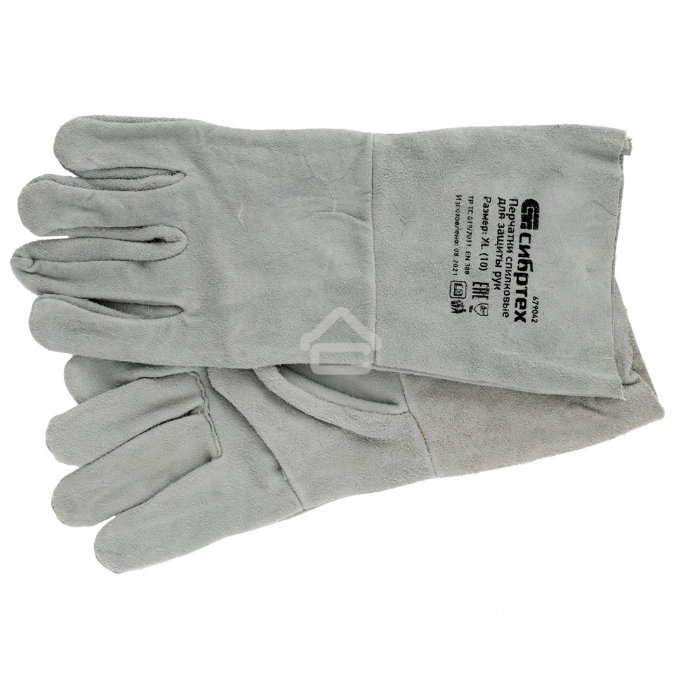 Перчатки Сибртех спилковые с манжетой для садовых и строительных работ, размер XL