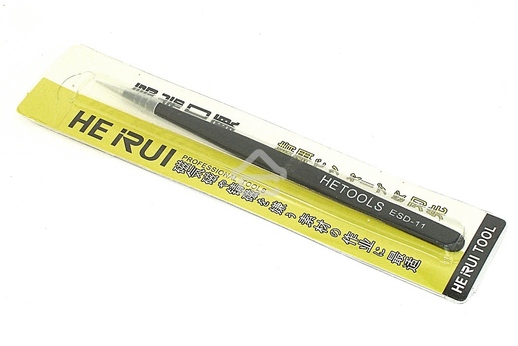 Пинцет HETOOLS ESD-11 прямой, черный 140 мм