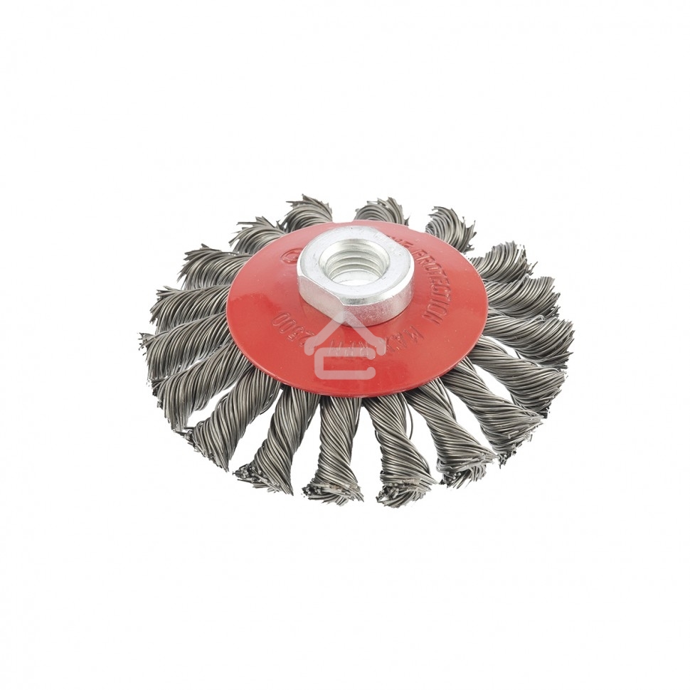 Щетка Matrix для УШМ, 100 мм, М14, Тарелка, крученая проволока 0,5 мм