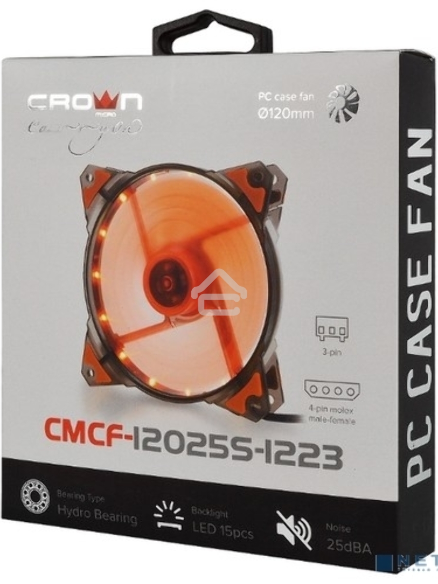 Вентилятор для корпуса Crown CMCF-12025S-1223 черный/оранжевый, 120 мм, 1650 об/мин, 28 дБ, 3 pin