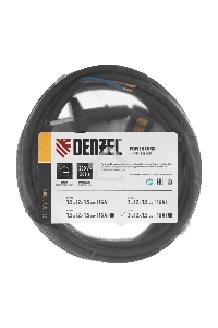 Шнур сетевой Energy Series, ПВС, 3 м, 2х1,5 мм, с неразборной вилкой, черный Denzel