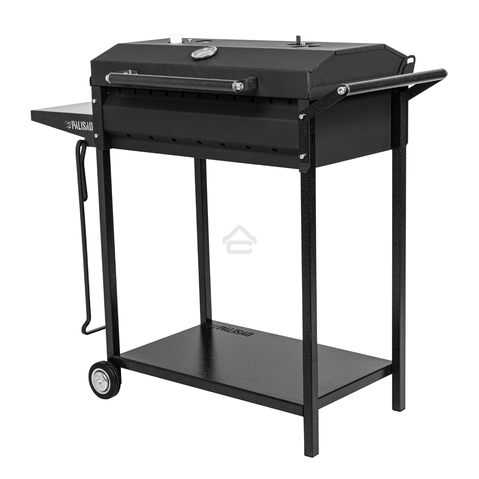 Мангал на колесах с крышкой-барбекю, 662х390х920, сталь 2 мм, термометр, кочерга, Camping Palisad