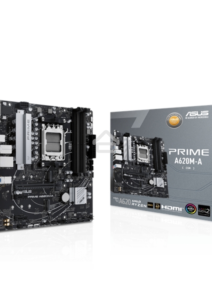 Материнская плата ASUS PRIME A620M-A-CSM, AM5, AMD A620, 2xDDR5, 4xSATA, 2xM.2, 1xPCI-E 4.0 x16, 1xHDMI, 1xDP, 1xVGA, 1x 1Gb LAN, 2xUSB-A 3.2 Gen 1, 4xUSB-A 2.0, 3x3.5 мм, 7.1, Micro-ATX