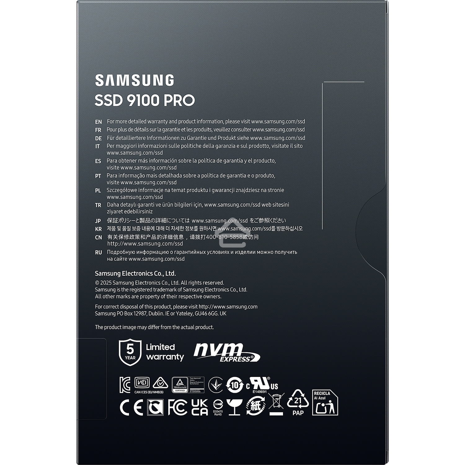 Твердотельный диск 2TB Samsung 9100 PRO, M.2, PCI-E 5.0 x4, TLC 3D NAND R/W - 14800/13400 MB/s