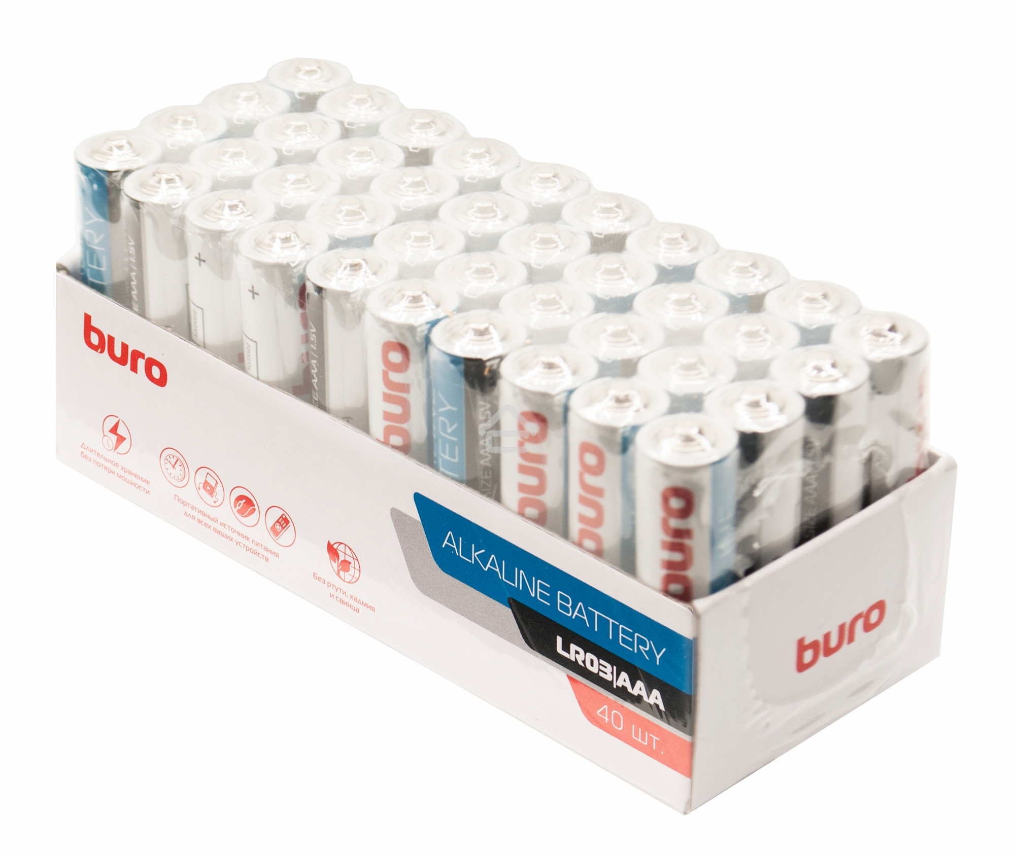 Батарея Buro Alkaline LR03 AAA (40шт) коробка