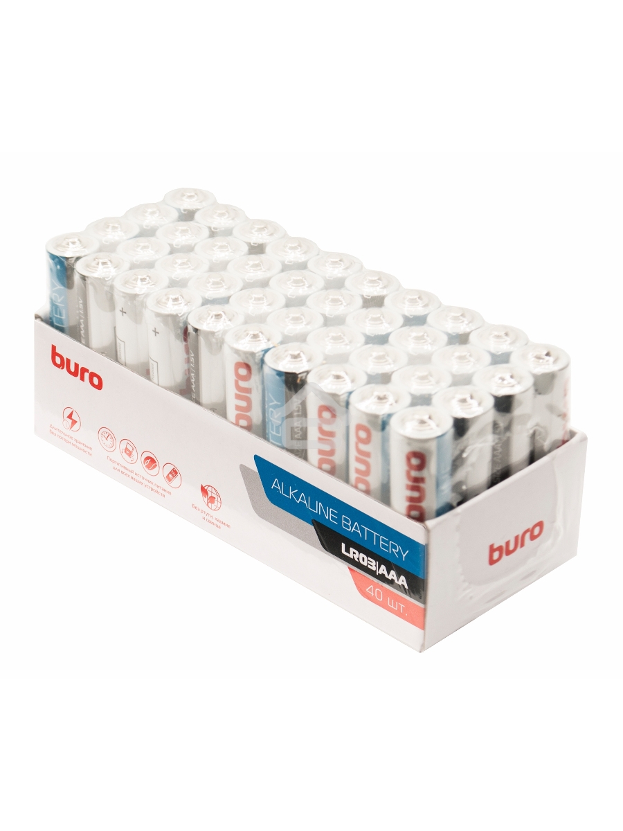 Батарея Buro Alkaline LR03 AAA (40шт) коробка