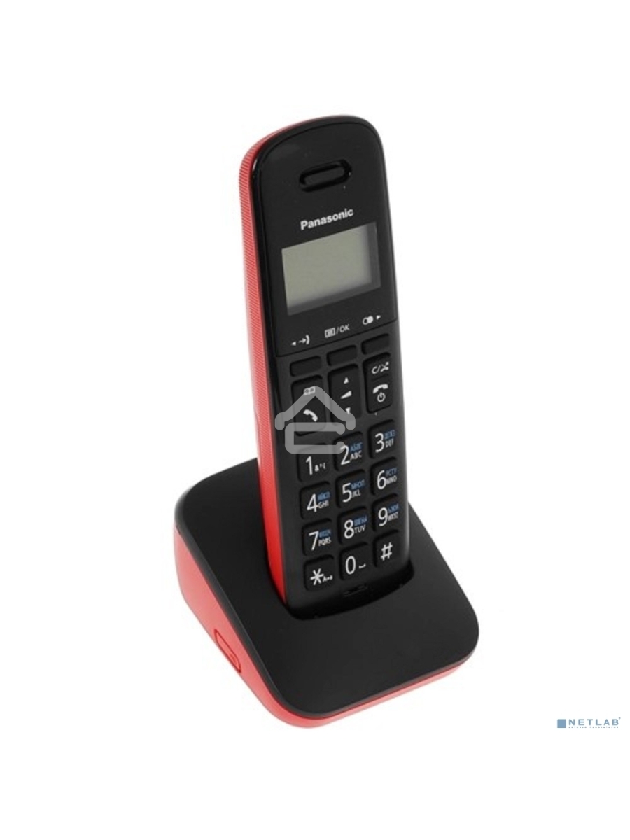 Телефон беспроводной (DECT) Panasonic KX-TGB610RUR, Монохромный, АОН, черный/красный
