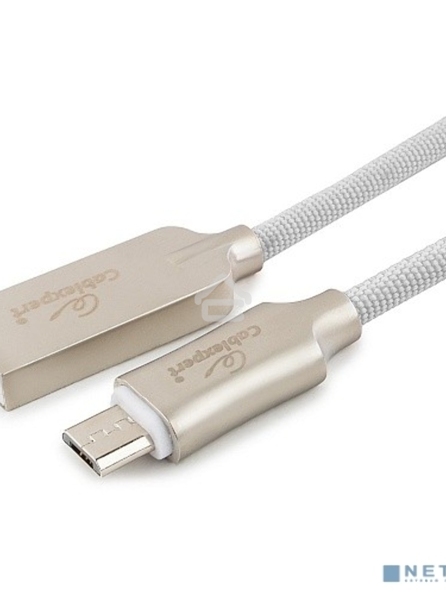 Кабель USB 2.0 Cablexpert CC-P-mUSB02W-1M, AM/microB, серия Platinum, длина 1м, белый, блистер