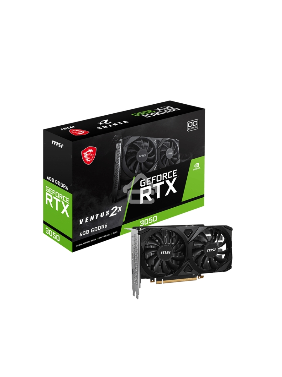 Видеокарта MSI RTX3050 VENTUS 2X E 6G OC NVIDIA RTX 3050 6Gb,  GDDR6, PCI-E 4.0, HDMIx2  DPx1 HDCP