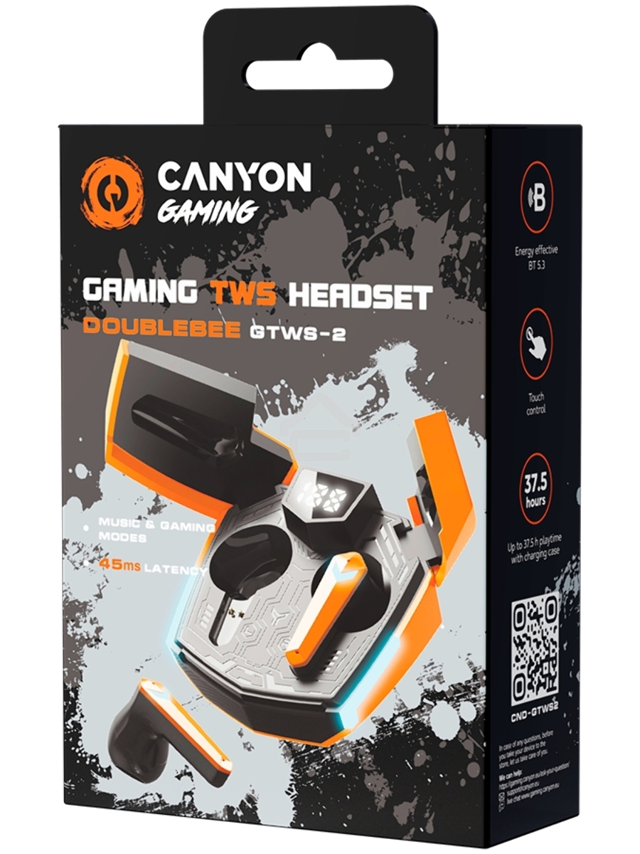 Наушники игровые CANYON headset Doublebee GTWS-2 Gaming Orange