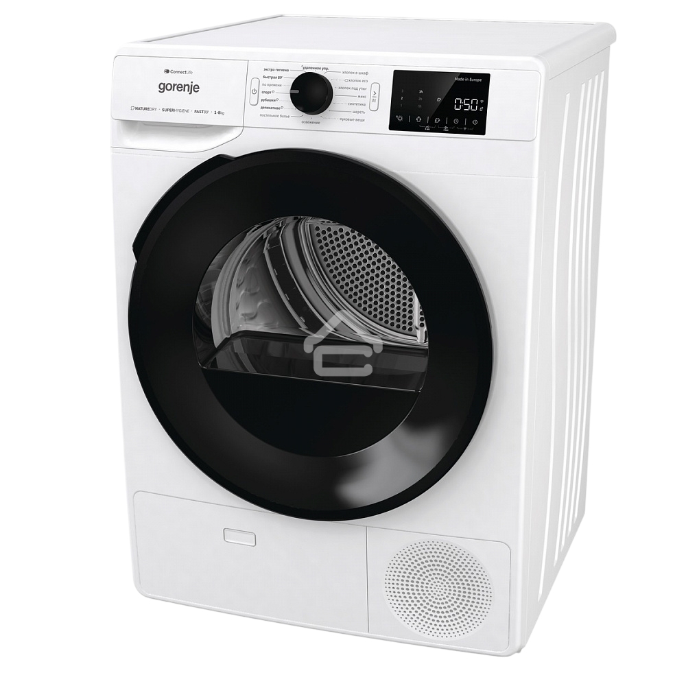 Сушильная машина Gorenje DGPNE82GNLW белый, 8 кг, сушка - конденсационная, программ - 16, 60 x 85 x 62.5 см