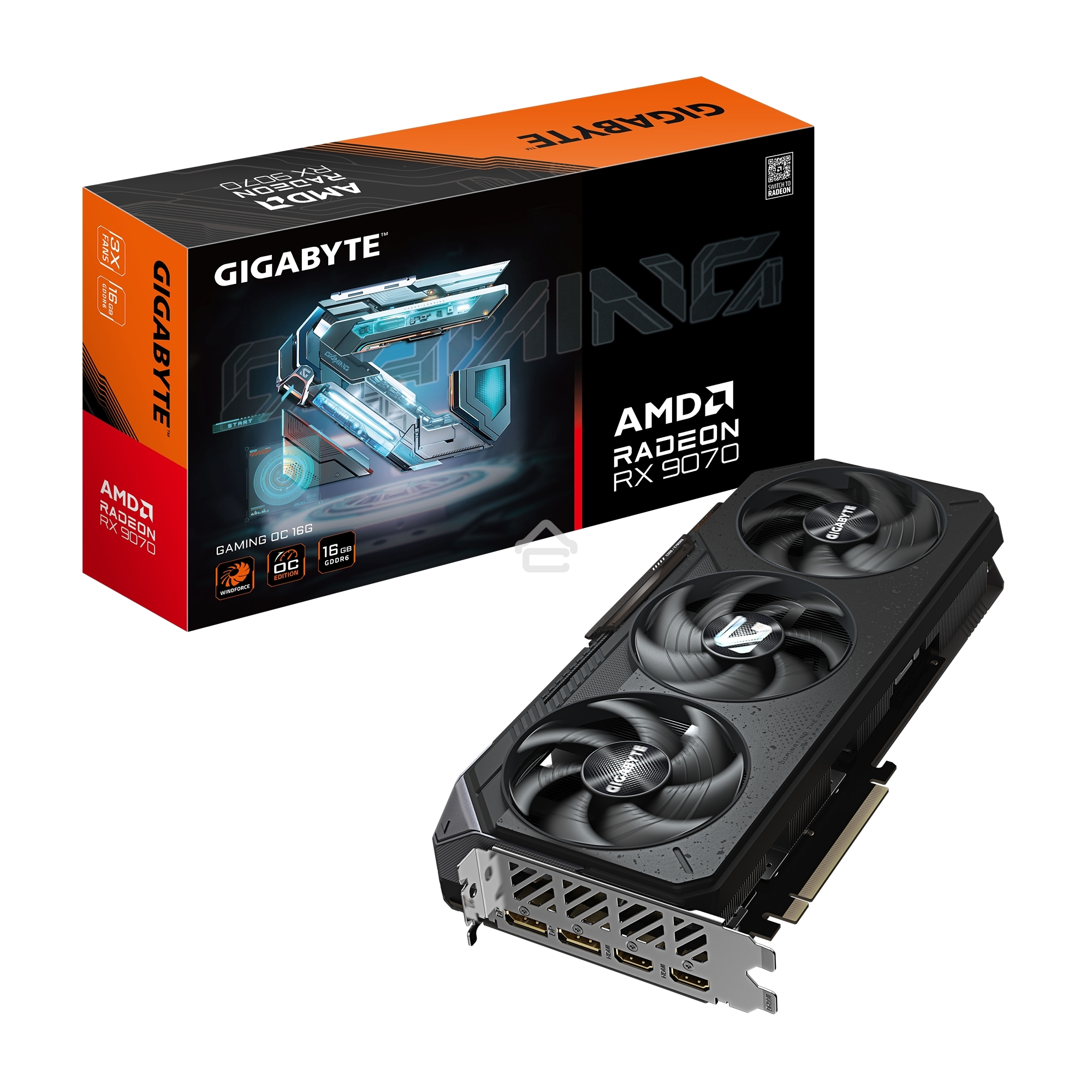 Видеокарта Gigabyte AMD Radeon RX 9070 GAMING OC, PCIe 5.0 16GB GDDR6, 256 bit, 3 x DisplayPort, HDM, GPU 2070 MHz (GV-R9070GAMING OC-16GD)