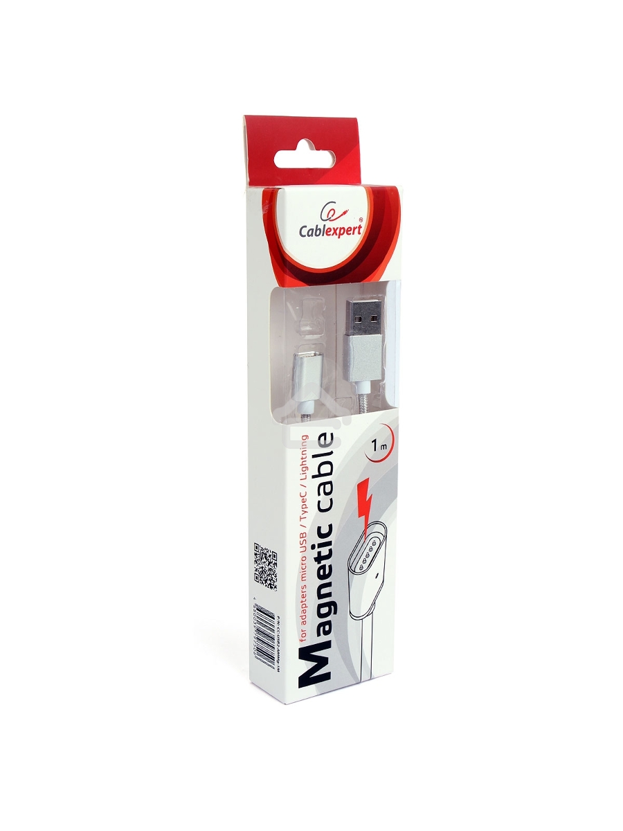 Кабель магнитный USB 2.0 Cablexpert CC-USB2-AMMg-1M, для адаптеров TypeC - microBM 5P - iPhone lightning, 1м, алюминиевые разъемы (адаптеры в комплектацию не входят)