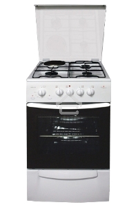Комбинированная плита Darina F KM341 323 W, 50х56см, 3 газ. конфорки + 1 эл. горелка, эл. духовка