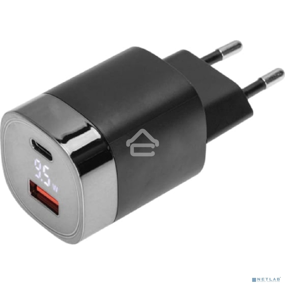 Сетевое зарядное устройство USB QC (30W) + Type C PD (33W), с дисплеем Rexant