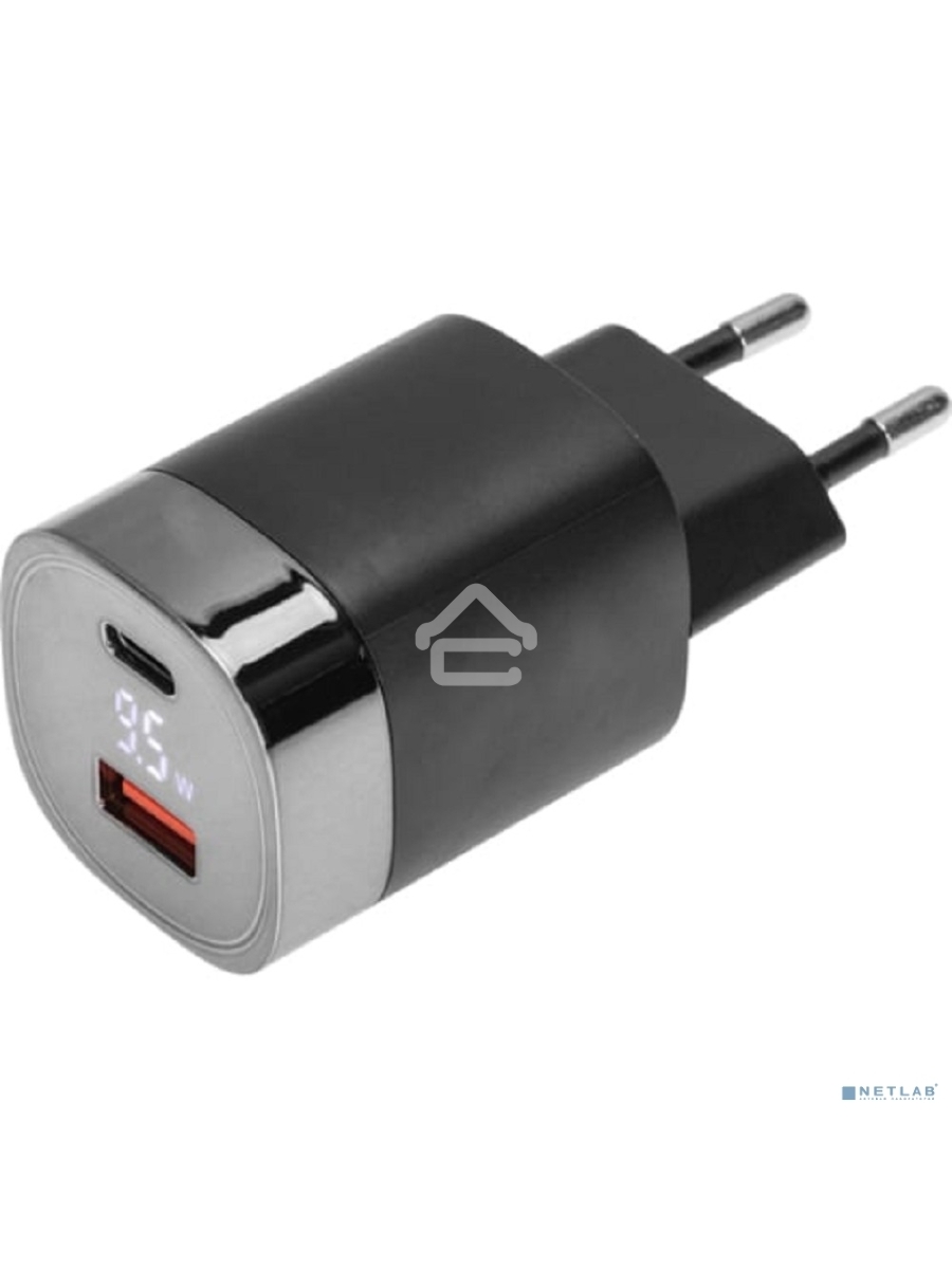 Сетевое зарядное устройство USB QC (30W) + Type C PD (33W), с дисплеем Rexant